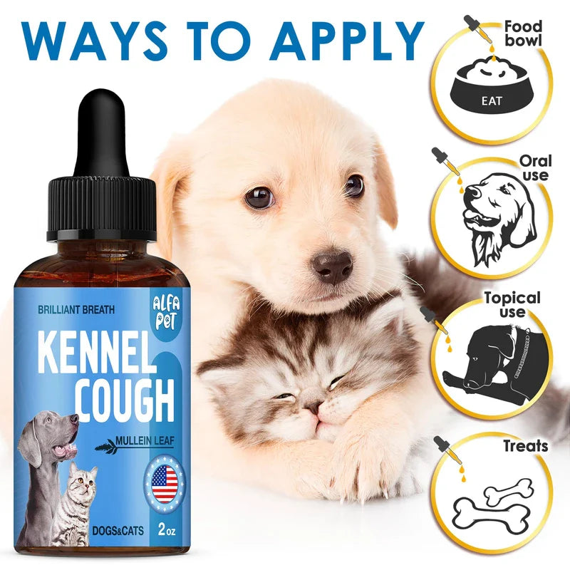 Alfa Pet Dog Cough Treatment Liquid ? Cat and Dog Cough Suppressant ? Natural Supplement for All Breeds ? Care for Breathing During All Life Cycle ? Marshmallow Root + Mullein Leaf in The Composition ? 2 Oz