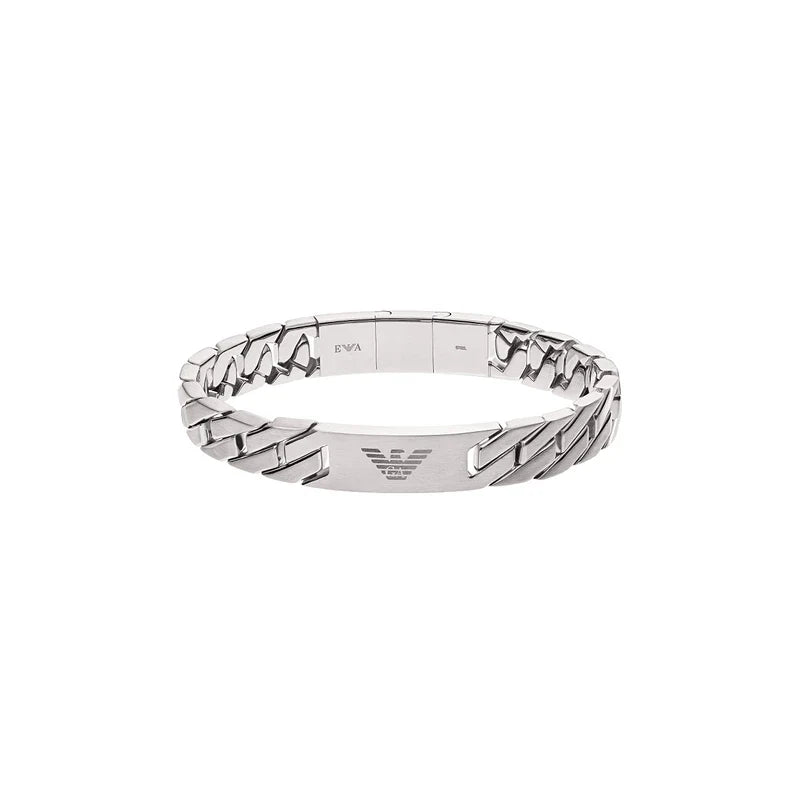 Emporio Armani men's stainless steel bracelet with carabiner, slider or magnetic clasp