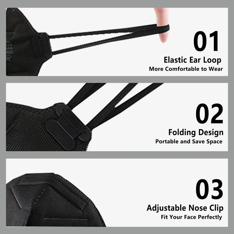 benehal N95 Mask Particulate Respirators, Pack of 50 N95 Face Masks, Individually Wrapped,Black