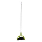 Casabella Basics 2-Piece Angled Broom and Dustpan Set, 44" Angled Broom with Long Handle and Dustpan, Silver/Green