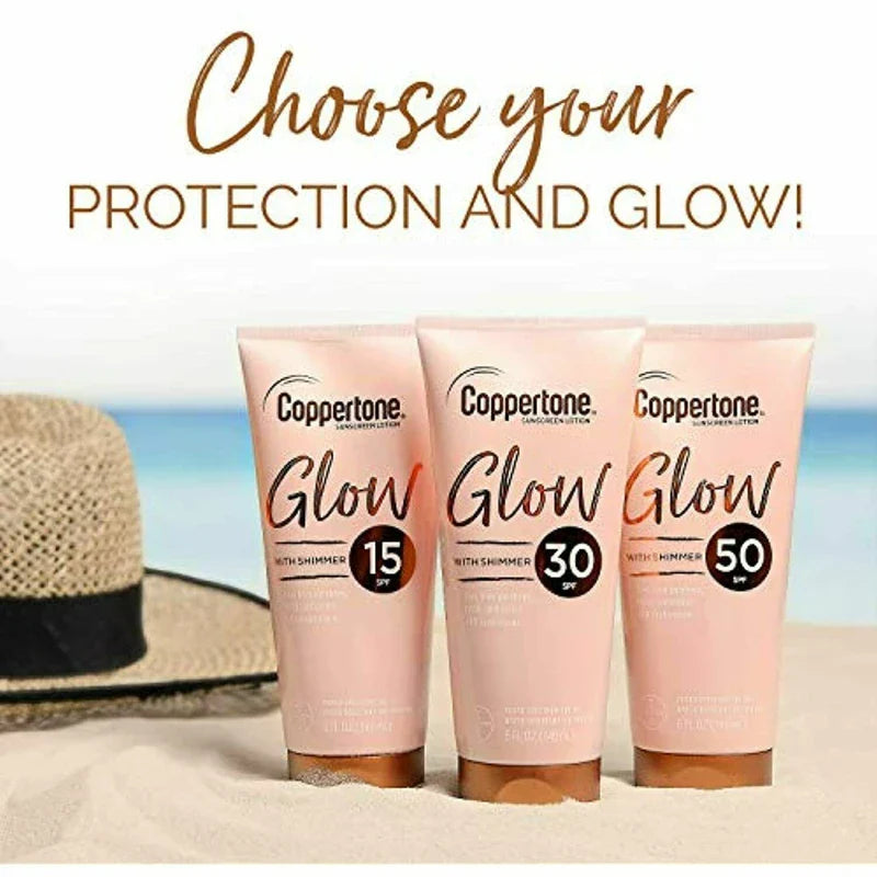 Coppertone Lot of 2 Coppertone GLOW SPF 15 Sunscreen Lotion With Shimmer - 5 fl oz