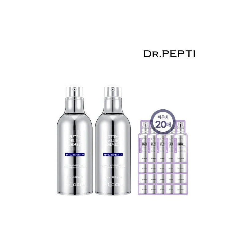 J&amp;KOSH Dr. Pepti Volume Essence 2.0 100ml 2 units + 20 1.5ml sachets / 제이앤코슈  닥터펩티 볼륨에센스 2.0 100ml 2개 +1.5ml 샤셰 20매