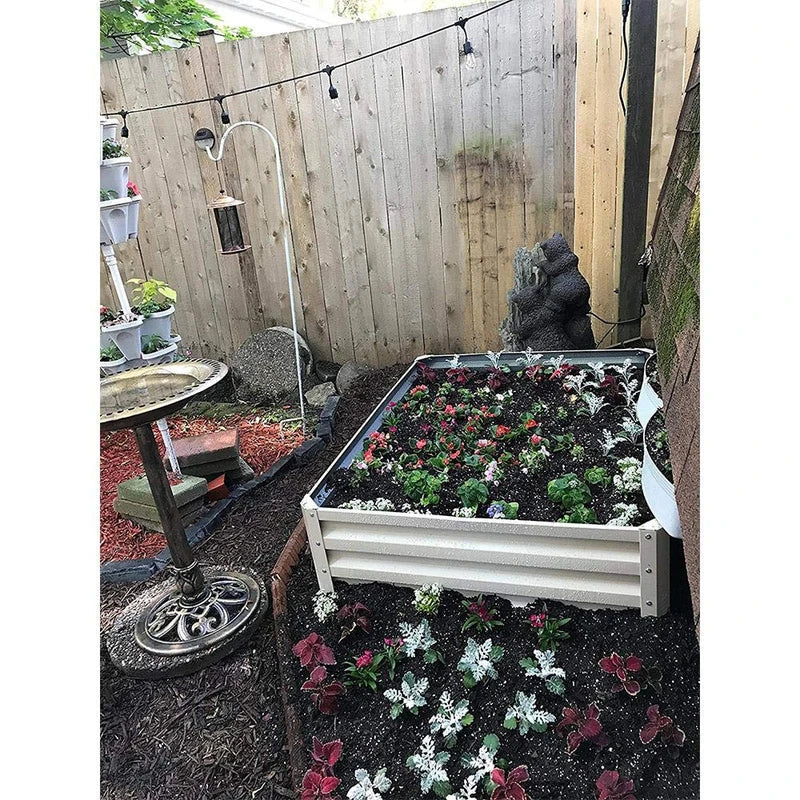 Stratco Raised Steel Metal Outdoor Decor Rectangular Tall Vegetable Garden Herb Bed Planter Box 20 Cubic Ft. Capacity, 46 x 35 x 12 Inches, Slate Gray