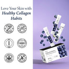 WELLINUS Blueberry Full of Collagen, Jelly Stick, Marine Collagen, Fast Absorbing, Snack, Ultra-Low Weight Molecular Marine Collagen, HACCP Certified, 22.05 oz/Pack of 25
