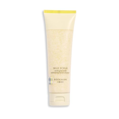 Beekman 1802 Milk Scrub Oat + Goat Milk Exfoliating Face Cleanser - Fragrance Free - With Oat Milk & Jojoba Beads - Skin Barrier & Biome Safe - Good for Sensitive Skin - Cruelty Free