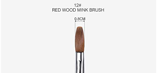 Kolinsky Acrylic Nail Brush Red Wooden Acrylic Nail Brush Professional Salon Acrylic Brush for Nail (12#)