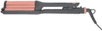 Hairitage Catch The Wave Curling + Crimping Iron - 3 Barrel Ceramic Tourmaline Pink Curler + Crimper - Beach Waves + Curls - Reduce Frizz + Increase Shine - All Hair Types + Textures
