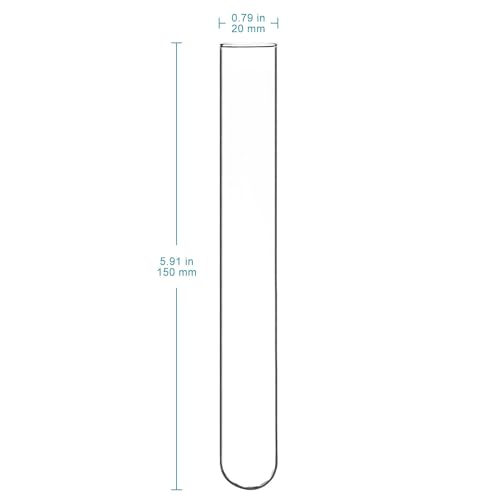 stonylab Glass Test Tubes, Transparent Borosilicate Glass Round Bottom Test Tubes with 20 mm Diameter and 150 mm Length for Lab Use, 30-Pack