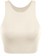 ODODOS Racerback Tank Bra for Women High Neck Non Padded Medium Support Sports Bra Workout Yoga Crop Tops