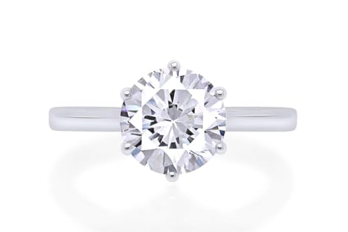 Finecreation USA 2ct Round Cut Lab Created Diamond Solitaire Engagement Ring, Sterling Silver 925 (pink, 6)