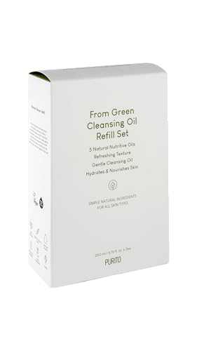PURITO From Green Cleansing Oil Set (=Original + Refill), 13.52 fl.oz / 400ml, Gentle Cleansing Oil for Face, Cruelty-free & Vegan, Korean Skin Care