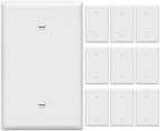 ENERLITES Oversized Blank Wall Plate, Jumbo Blank Outlet Covers, Over-Size 1-Gang 5.51" x 3.50", Unbreakable Polycarbonate Thermoplastic, UL Listed, 8801O-W-10PCS, Gloss Finish, White (10 Pack)