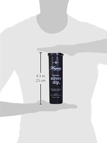 Hagerty Flatware Silver Dip - Silverware Cleaner with Basket for Silver Forks, Knives, Spoons, and Plates, Removes Tarnish Effortlessly - Black, 16.9 Fl Oz Container