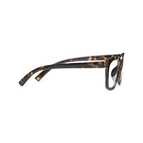 Peepers by PeeperSpecs Women's to The Max Square Blue Light Blocking Reading Glasses, Tortoise, 49 + 1.25