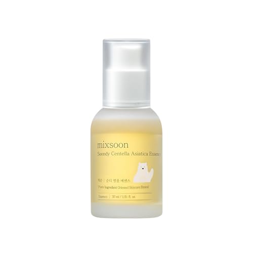 mixsoon Soondy Centella Asiatica Essence Instant Hydrating & Soothing Essence for Irritated, Sensitive Skin for Korean Skincare For Glass Skin-Jeju Island Cica Extracts (1.01 Fl. Oz.(Pack of 1))