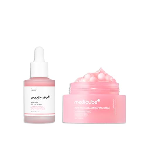 medicube Overnight Renewal Salmon PDRN Duo: Salmon DNA PDRN Pink Peptide Serum and Salmon DNA PDRN Pink Collagen Capsule Cream