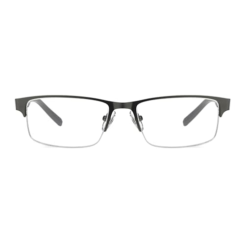 Foster Grant IRONMAN Men's Momentum Rectangular Reading Glasses, GUNMETAL, 2x