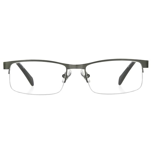 Foster Grant Men's Lamar Rectangular Reading Glasses, Gunmetal/Transparent, 59 mm