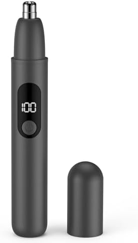 Smity Ear and Nose Hair Trimmer Professional Painless Eyebrow Trimmer for Men and Women Battery-Operated Dual-Edge Blades Built-in LED Light (Black)