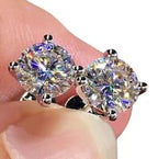 14K White Gold Finish 2 Carat Round Brilliant Lab Created Diamond Stud Earrings for Women, Classic Round Cut Diamond Jewelry, Elegant & Timeless Fashion Earrings