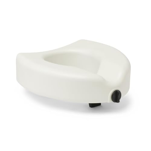 Medline 5" Elevated Toilet Seat Riser W/Microban Antimicrobial Protection for Seniors, Adults & Handicapped – 400 Lbs. Capacity, White