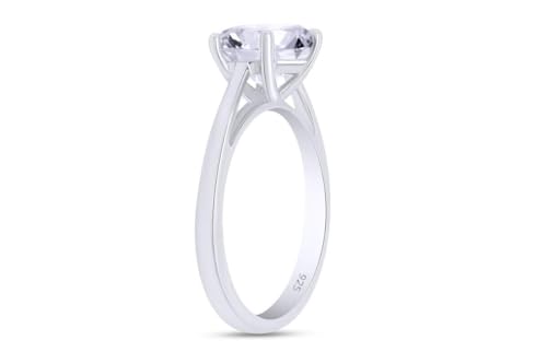 Finecreation USA 2ct Round Cut Lab Created Diamond Solitaire Engagement Ring, Sterling Silver 925 (pink, 6)