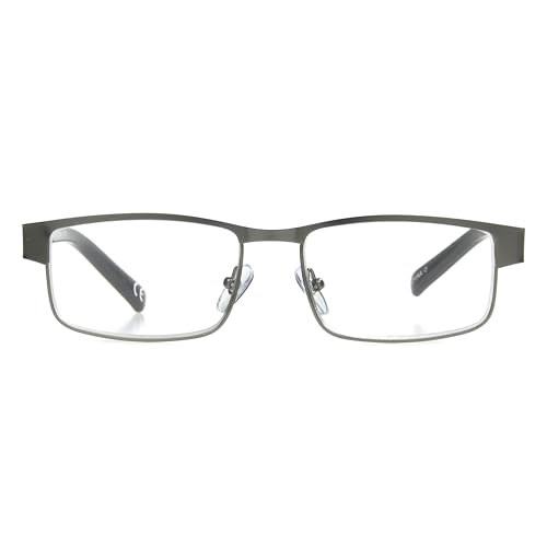 Foster Grant Men's Leo Square Reading Glasses, Gunmetal/Transparent, 59 mm + 2