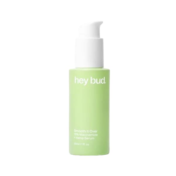Hey Bud Skincare Smooth it Over, 10% Niacinamide + Hemp Serum, Balances Oil Levels and Helps Improve Skin Texture, Vegan and Cruelty Free (1 fl oz.)