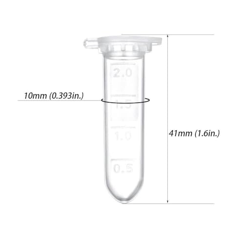 2ml Microcentrifuge Tubes 1000PCS,Centrifuge Tubes with Attached Lid,Clear Round Micro Centrifuge Small Sample Bottle Vials Container for Lab,Plastic Lab Snap Tubes,[2ml, 2 Bag Packs,1000PCS]