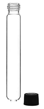 Eisco - Test Tubes, 50mL, Borosilicate 3.3 Glass, Round Bottom, Leak Proof Bakelite Screw Cap with Rubber Liner, Autoclavable, Chemical & Heat Resistant, Lab Storage & Sample Containers, 12 Pack