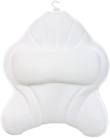 Extra Thick Large Bath Pillow with Neck,Back,Head Support for Bathtub, Spa, Soaking White(19''x15'')