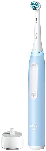 Oral-B iO Deep Clean Rechargeable Electric Powered Toothbrush, Icy Blue with iO Series 3 Limited, 2 Brush Heads and Travel Case - Pressure Sensor to Protect Gums - 3 Cleaning Settings - 2 Minute Timer