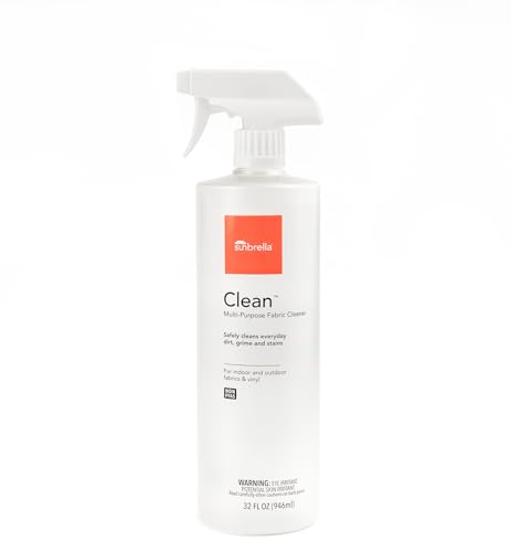 Sunbrella Clean Multi-Purpose Fabric Cleaner | All-in-One Solution for Water-Safe Fabrics and Vinyl | Upholstery Cleaner, Removes Stains & Spills | Non-PFAS | 32 fl oz