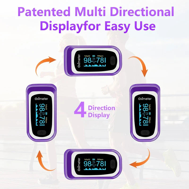 SpO2 Pulse Oximeter, Pulse Oximeter with Respiration, Pulse Oximeter with Respiratory, SpO2 Pulse Rate Pulse Oximeter counts (Black Purple)