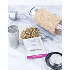 The Tea Spot, Urban Tea Tumbler, Borosilicate Glass Tea Bottle with Stainless Steel Tea Infuser, insulated Natural Cork Sleeve, 16 oz