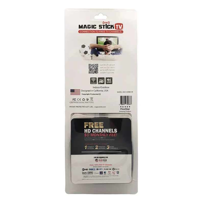 Magic Stick MAX Jumbo 4K Antenna HDTV FREE Digital Channels Plus Free 20ft Cable