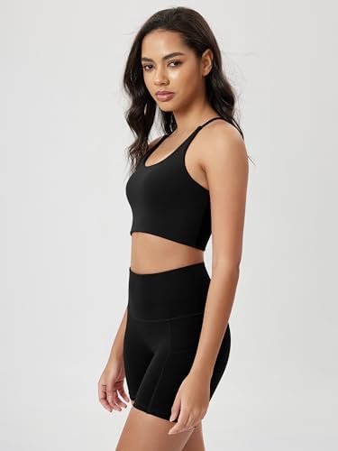 ODODOS Halter Sports Bra for Women Non Padded Strappy Cropped Tops Workout Yoga Crop