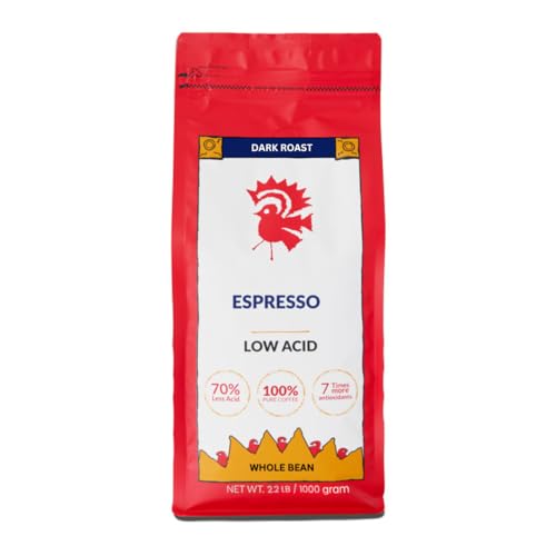 Puroast Low Acid Coffee Whole Bean | Espresso Roast Whole Bean | Dark Roast | High Antioxidants & High pH |No Bitter Aftertaste | Reduced Heartburn & GERD | Suitable for Cold Brew - 2.2 LB