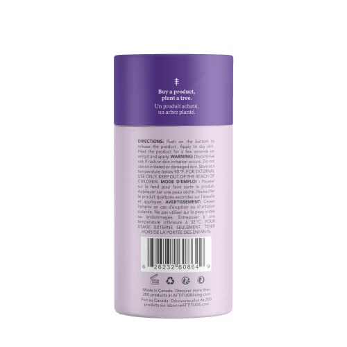 ATTITUDE Baking Soda Free Deodorant for Sensitive Skin with Oatmeal and Chamomile, EWG Verified, Aluminum Free, Plastic-Free, 3 Ounces