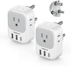 South Africa Plug Adapter 2 Pack, TESSAN Type M Power Adapter with 4 AC Outlets 3 USB Ports(1 USB C), Travel Adaptor US to Botswana Namibia Nepal Bhutan
