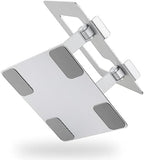 Amazon Basics Sturdy and Portable Ergonomic Laptop Stand for Desk, Adjustable Riser, Fits all Laptops and Notebooks up to 17.3 Inch, Silver, 10 x 8.7 x 6 in