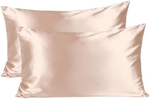 Yanibest Satin Pillowcase, Silk Pillow Cases for Hair and Skin with Zipper, Queen Pillow Cases Set of 2 for 20"x30", Exquisite Packaging for Women Men
