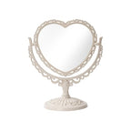 XPXKJ 7 Inch Vintage Heart Mirror - Elegant Desk Makeup Mirror with Double Sided 360 Degree Rotation Vanity Mirror for Coquette Room Decor (Beige 1pcs)