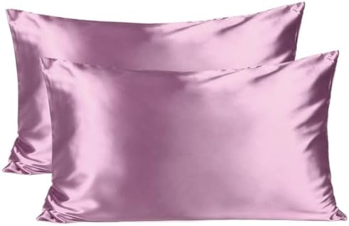 Yanibest Satin Pillowcase, Silk Pillow Cases for Hair and Skin with Zipper, Queen Pillow Cases Set of 2 for 20"x30", Exquisite Packaging for Women Men