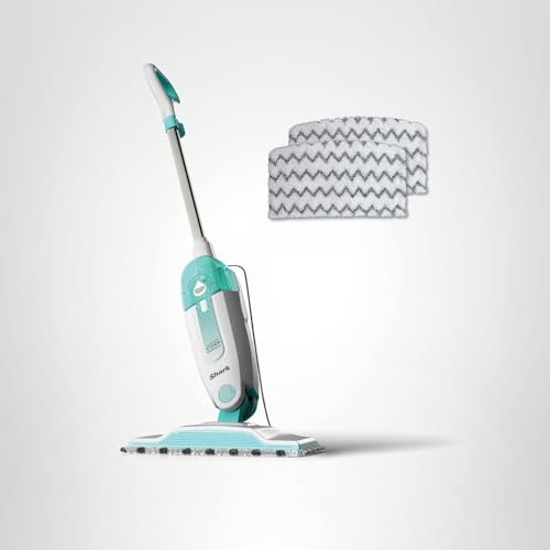 Shark Steam Mop with 2 Machine Washable Dirt Grip Pads, Removable Water Tank, Lightweight, Steam Cleaner for sealed Hard Floors, Marble, Stone, Hardwood, Tile, Laminate, White/Seafoam, S1000