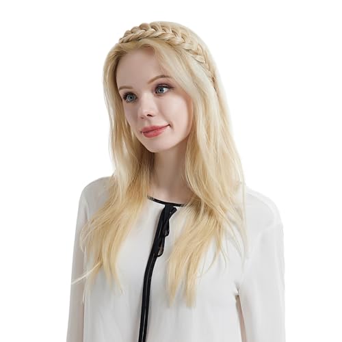 Braid Headband 2 Strands Messy Classic Chunky Long Plaited Wide Braids Elastic Stretch Premium Synthetic Braided Headband, Ladies Girls Boho Braids 65g (Headband A3)