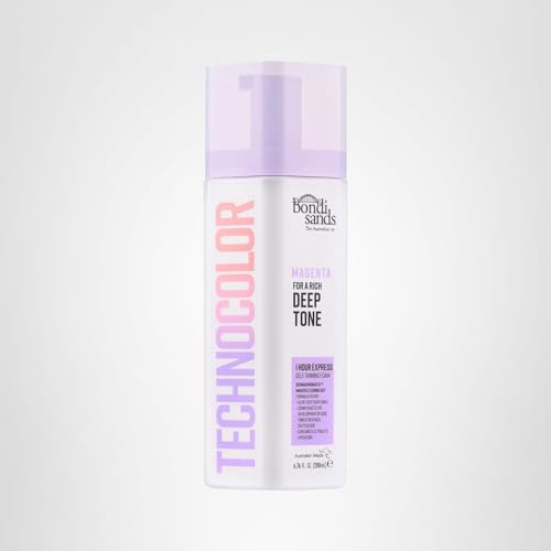 Bondi Sands Technocolor Magenta 1 Hour Express Self Tanning Foam, Best for Olive to Deep Skin Tones Looking for a Rich, Deep Toned Tan, 6.76 fl. oz.