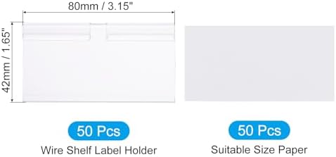 PATIKIL 50 Pcs Wire Shelf Label Holder, Plastic Storage Bins Clip Merchandise Sign Display Holder Label Holders for Market, Retail Shop, and Pantry(1.65x3.15 inch)