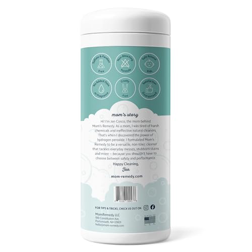 MOMREMEDY Hydrogen Peroxide Cleaning Wipes | All Purpose Cleaner and Stain Remover | Multipurpose for Kitchen, Bathroom, All Surfaces