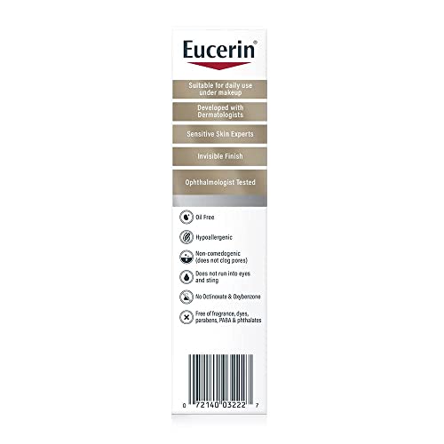 Eucerin Sun Age Defense SPF 50 Face Sunscreen Lotion with Hyaluronic Acid, Hypoallergenic, Non-Comedogenic Sunscreen SPF 50 Free of Fragrance, Oxybenzone and Octinoxate, 2.5 Fl Oz Bottle